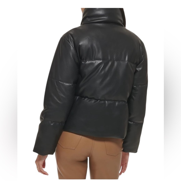 Levi's Water Resistant Vegan Leather Short Puffer Jacket Black NEW Size XLarge - Picture 2 of 6
